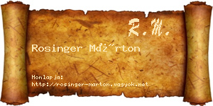 Rosinger Márton névjegykártya